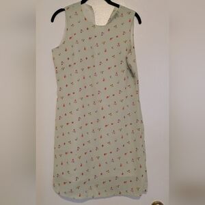 Green Dress Spring Floral And Fruits